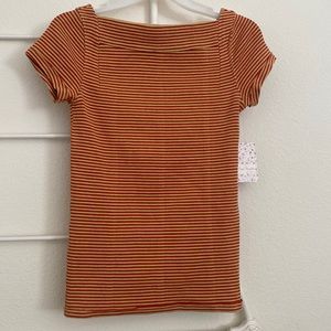 NWT Free People Stylish Sweater Shirt Stripes of Red and Orange SZ S